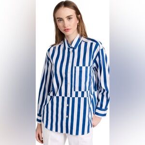 AYR The Deep End button down shirt in the Marais Blue Regatta Stripe— Women’s S